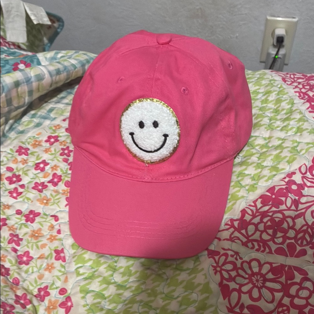 Pink Smiley Face Cap